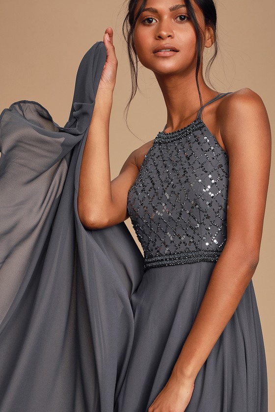 Lovely Charcoal Grey Dress - Maxi Dress ...
